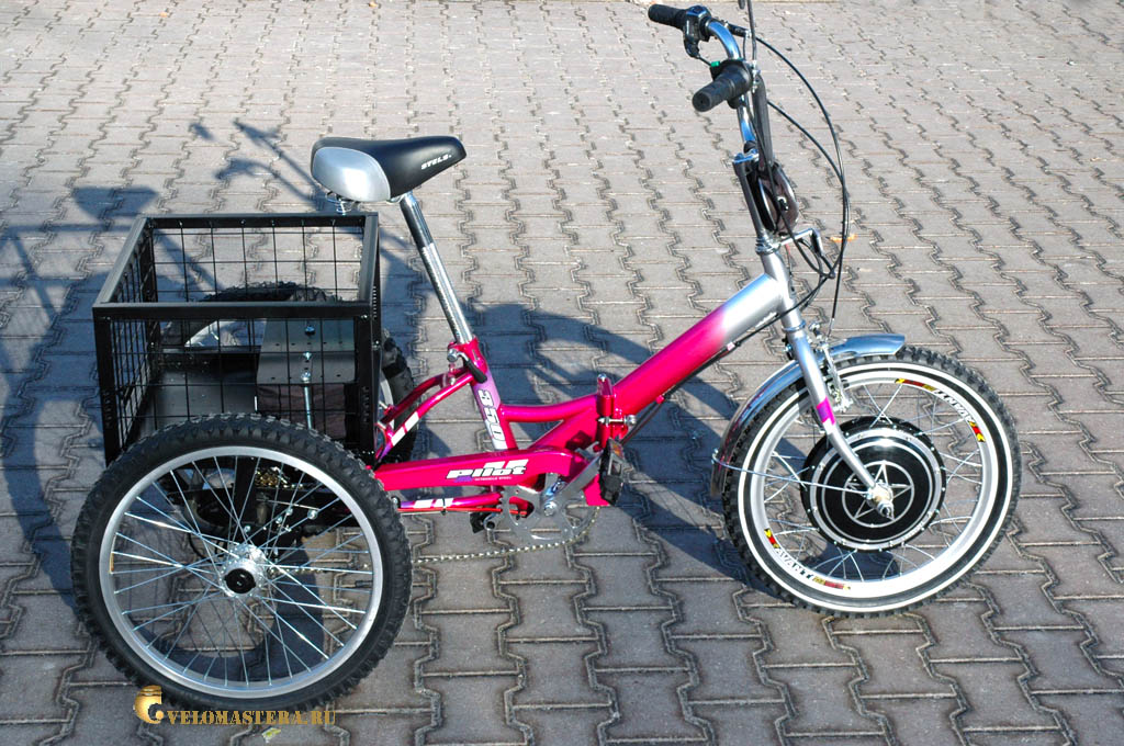 Электро Трехколесный велосипед (трицикл) - 20 дюймов с корзинкой